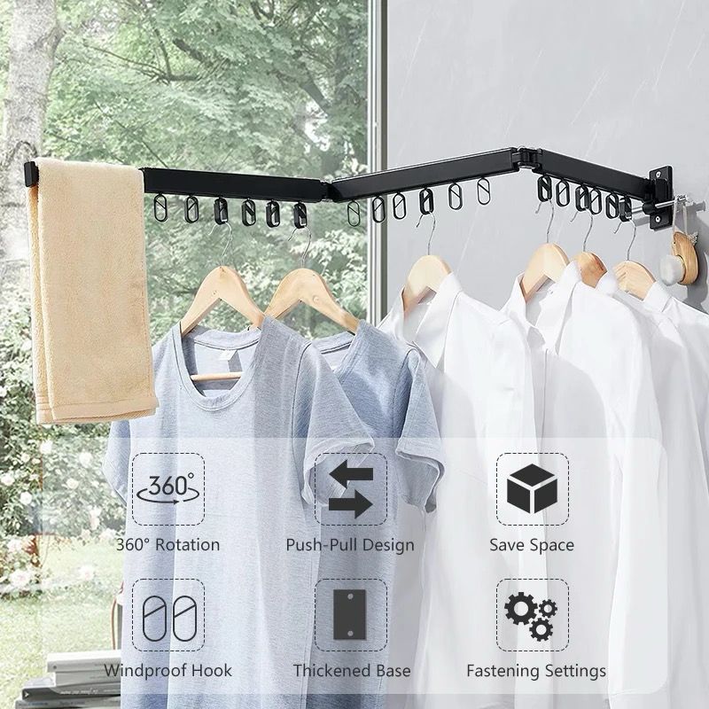 Folding Clothes Hanger| Wall Mount Space Saving| Aluminium Cloth Drying Rack
