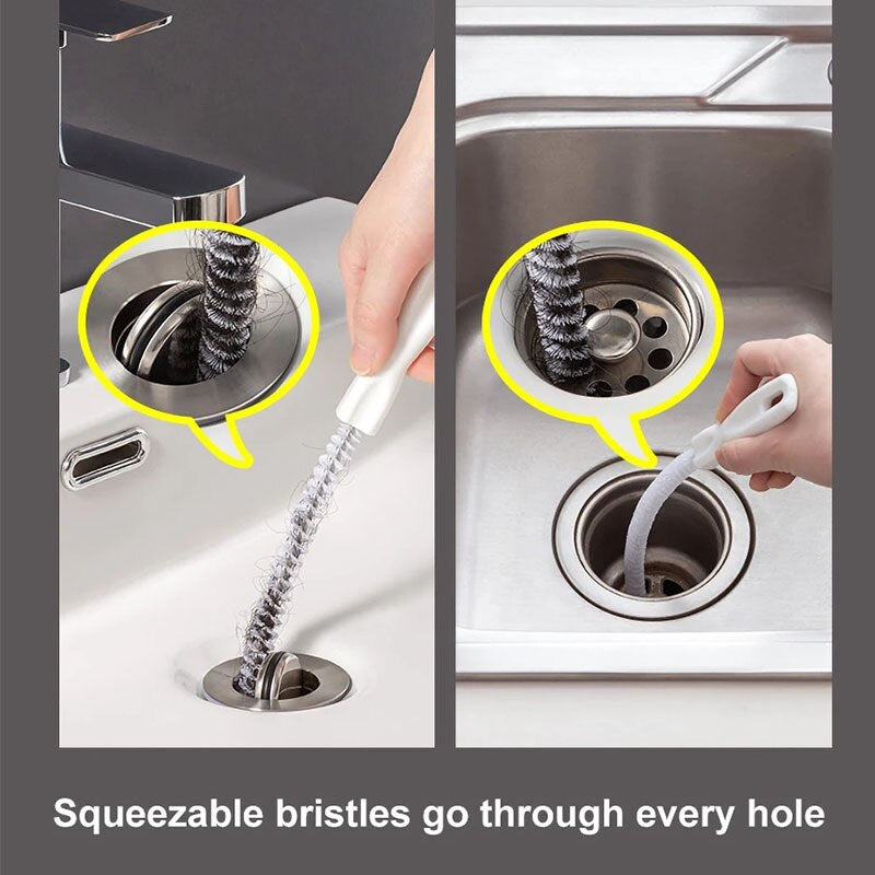 Pipe Dredging Brush Bathroom Hair Sewer Sink Cleaning Brush Drain Cleaner Flexible Cleaner Clog Plug Hole Remover Tool