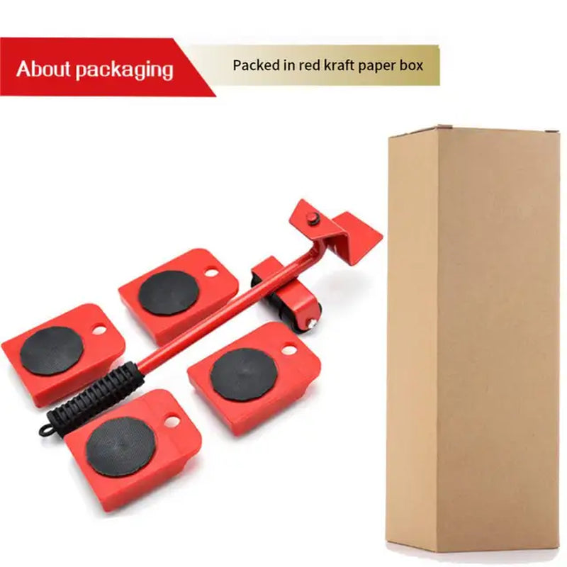 5 Pcs Furniture Moving Transport Roller Set Removal Lifting Moving Tool Set Wheel Bar Mover Moving Heavy Stuffs Device Hand Tool