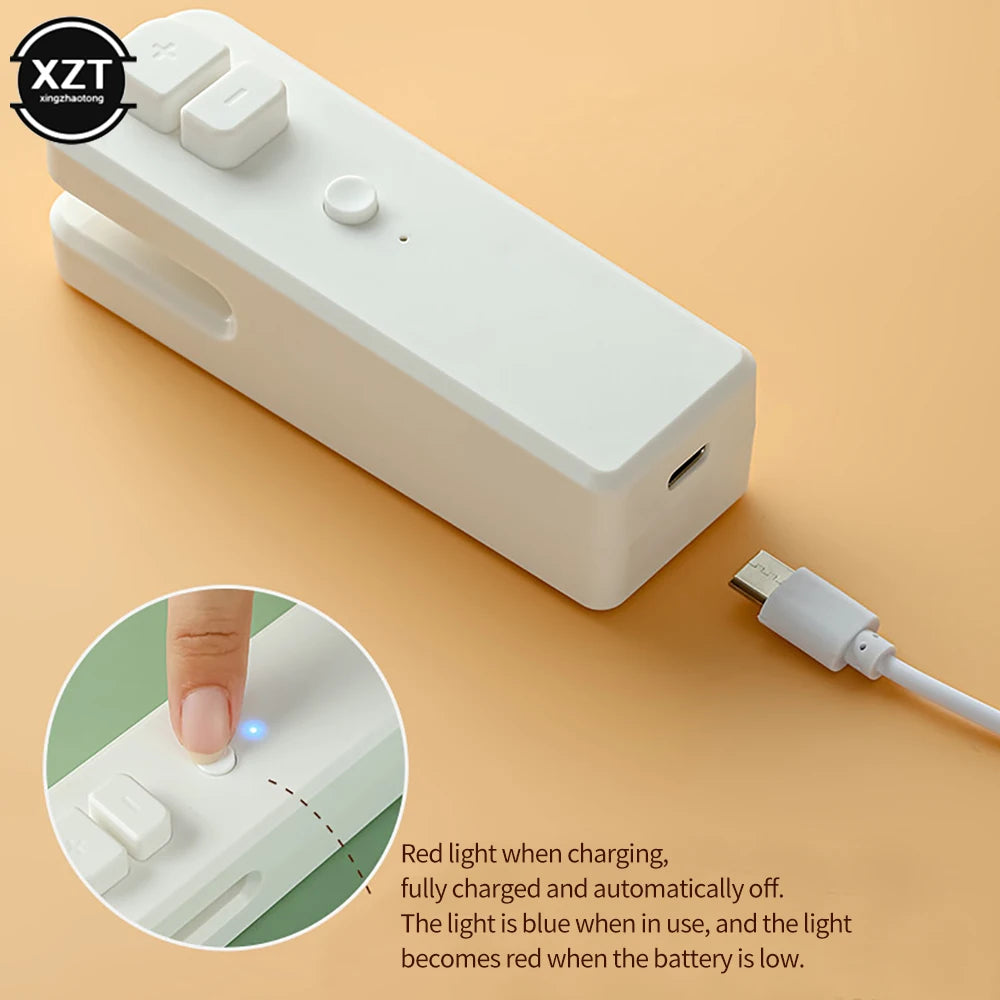 Portable 2In 1 USB Heat Sealer Handheld Sealing Vacuum Machine Charging Food Snack Plastic Storage Bag Sealer for Kitchen Home