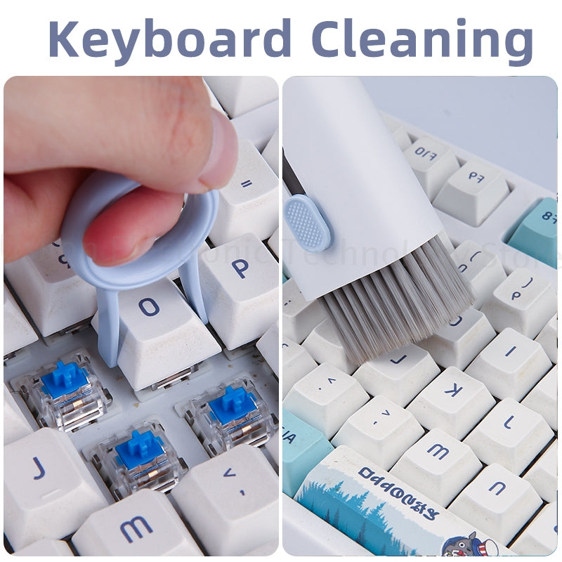 7-In-1 Computer Keyboard Cleaner Brush Kit Earphone Cleaning Pen for Headset Ipad Phone Cleaning Tools Cleaner Keycap Puller Kit