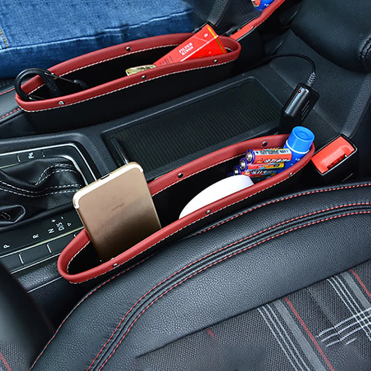 Car Seat Slit Gap Organizer Storage Pocket Multifunction Driver Seat Catcher Cup Key Phone Holder Car Bag PU Leather